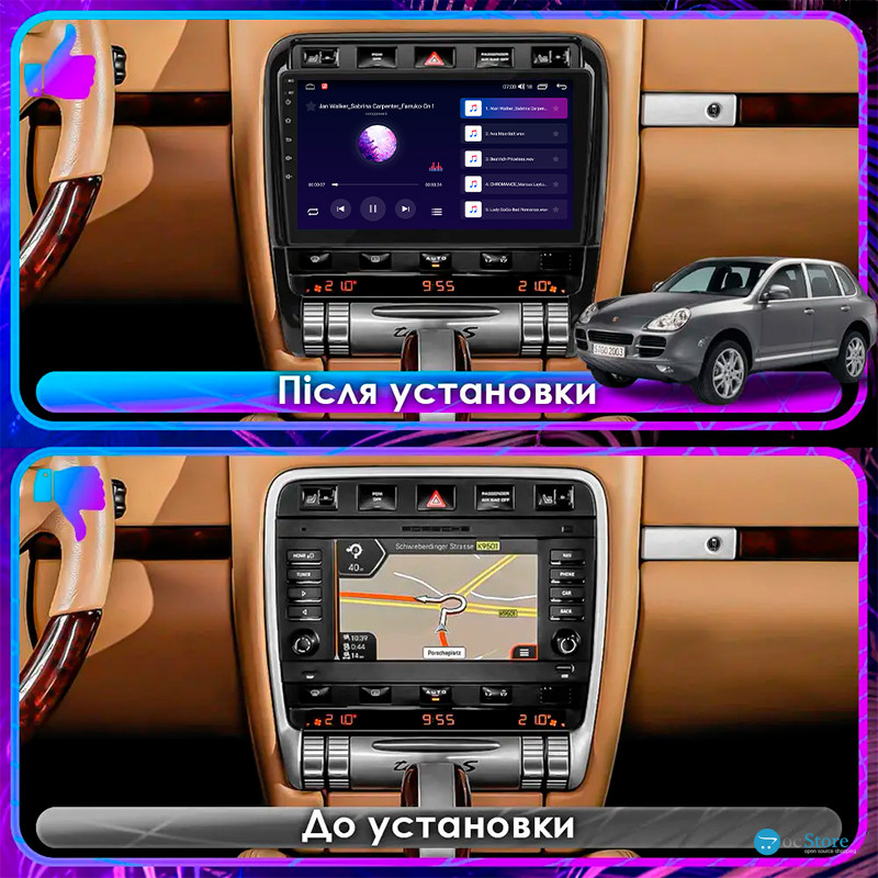 Штатная магнитола Lesko для Porsche Cayenne I (955) 2002-2007 экран 9" 1/16Gb Wi-Fi GPS Base