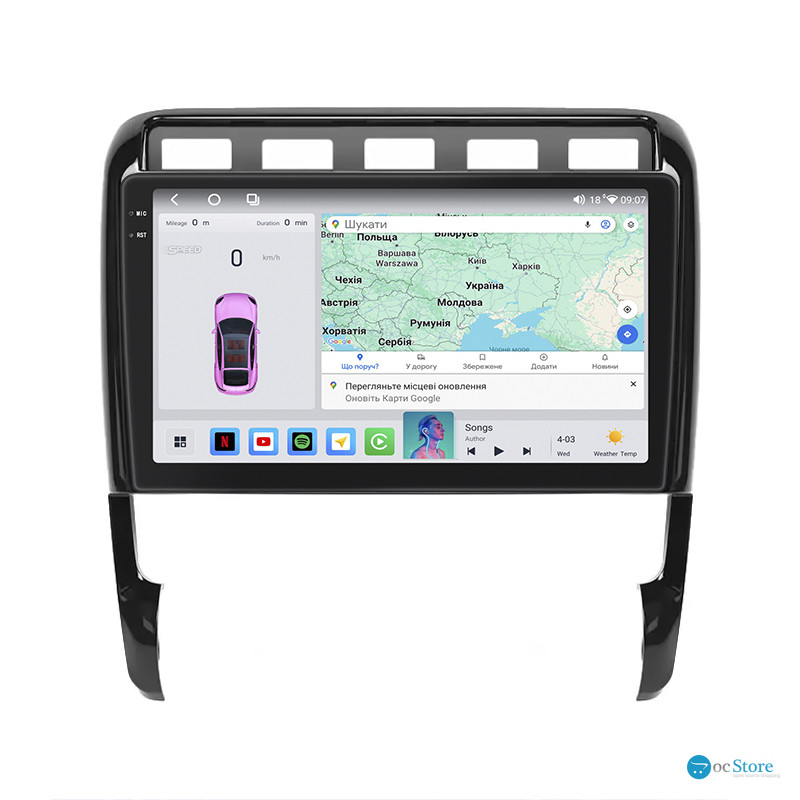 Штатная магнитола Lesko для Porsche Cayenne I (955) 2002-2007 экран 9" 4/64 QLED CarPlay 4G Wi-Fi GPS 360 Prime