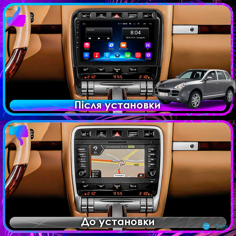 Штатная магнитола Lesko для Porsche Cayenne I Рестайлинг (957) 2007-2010 экран 9" 2/32Gb Wi-Fi GPS Base