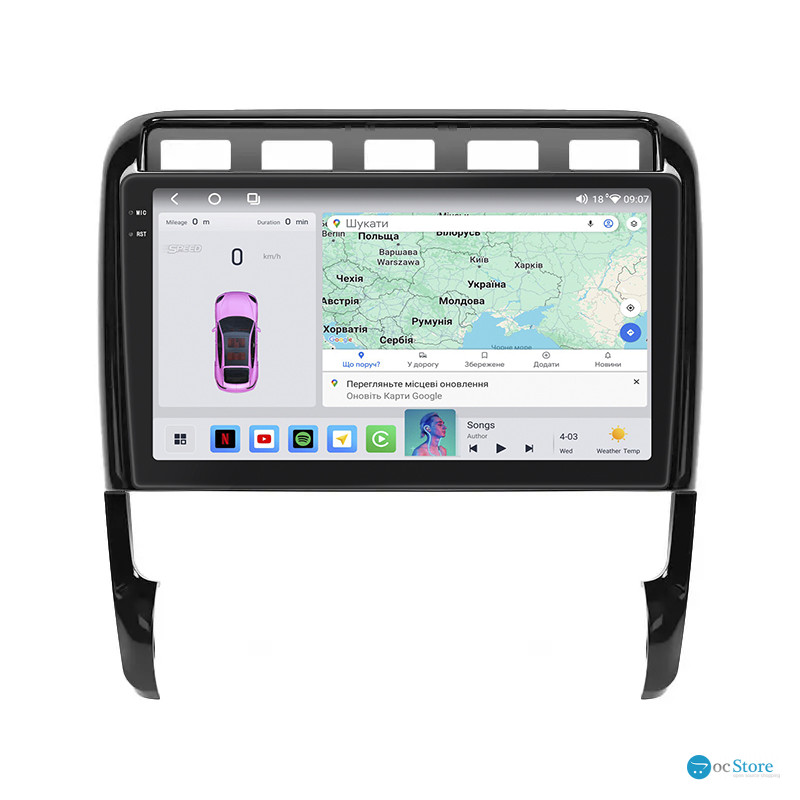 Штатная магнитола Lesko для Porsche Cayenne I Рестайлинг (957) 2007-2010 экран 9" 4/64 QLED CarPlay 4G Wi-Fi GPS 360 Prime