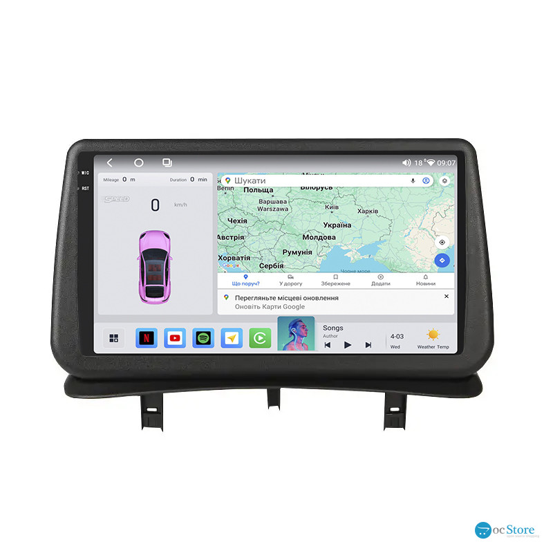 Штатная магнитола Lesko для Renault Clio III 2005-2009 экран 9" 4/64 QLED CarPlay 4G Wi-Fi GPS 360 Prime