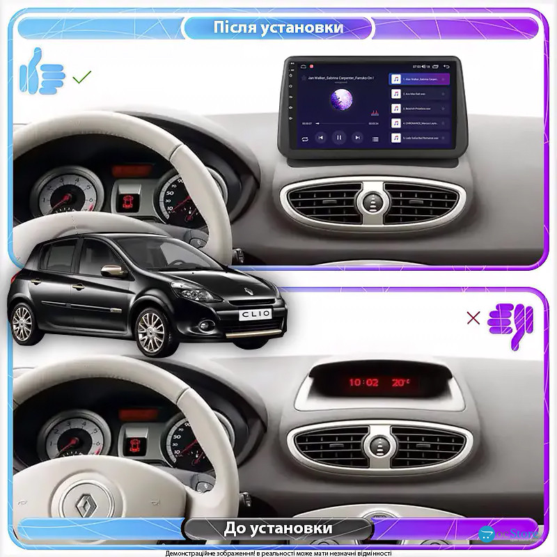 Штатная магнитола Lesko для Renault Clio III Рестайлинг 2009-2014 экран 9" 2/32Gb Wi-Fi GPS Base