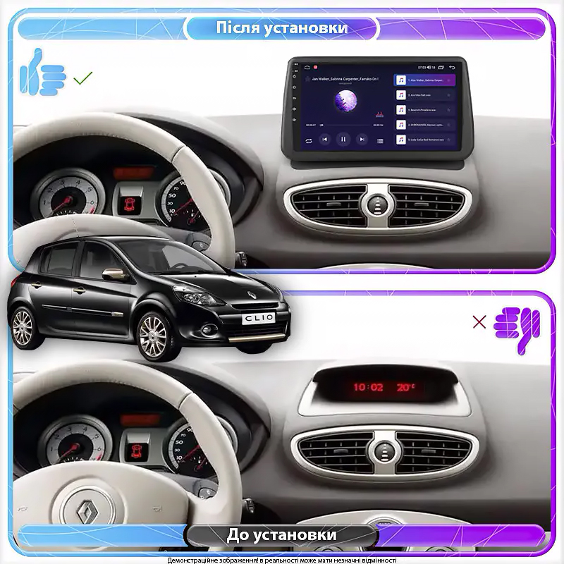 Штатная магнитола Lesko для Renault Clio III Рестайлинг 2009-2014 экран 9" 4/32Gb 4G Wi-Fi GPS Top