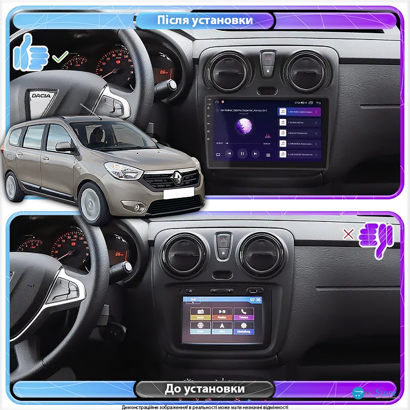 Штатная магнитола Lesko для Renault Lodgy  2012-2022 экран 9" 1/16Gb Wi-Fi GPS Base