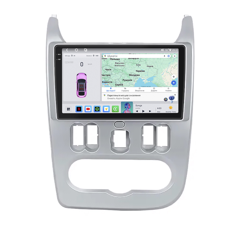 Штатная магнитола Lesko для Renault Sandero I 2009-2014 экран 9" 4/64 QLED CarPlay 4G Wi-Fi GPS 360 Prime