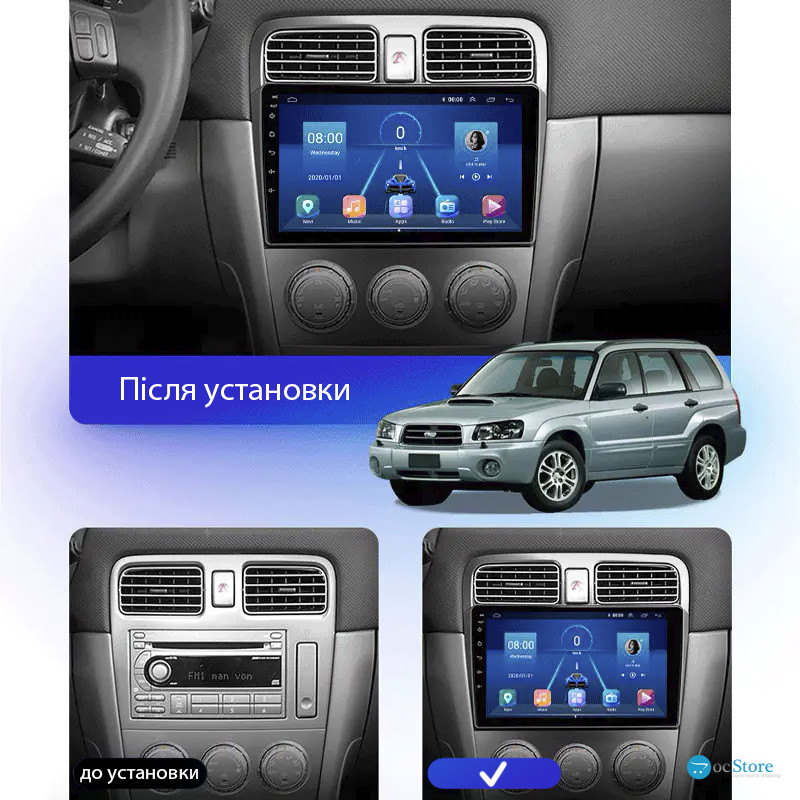 Штатная магнитола Lesko для Subaru Forester II 2002-2005 экран 9" 4/32Gb 4G Wi-Fi GPS Top
