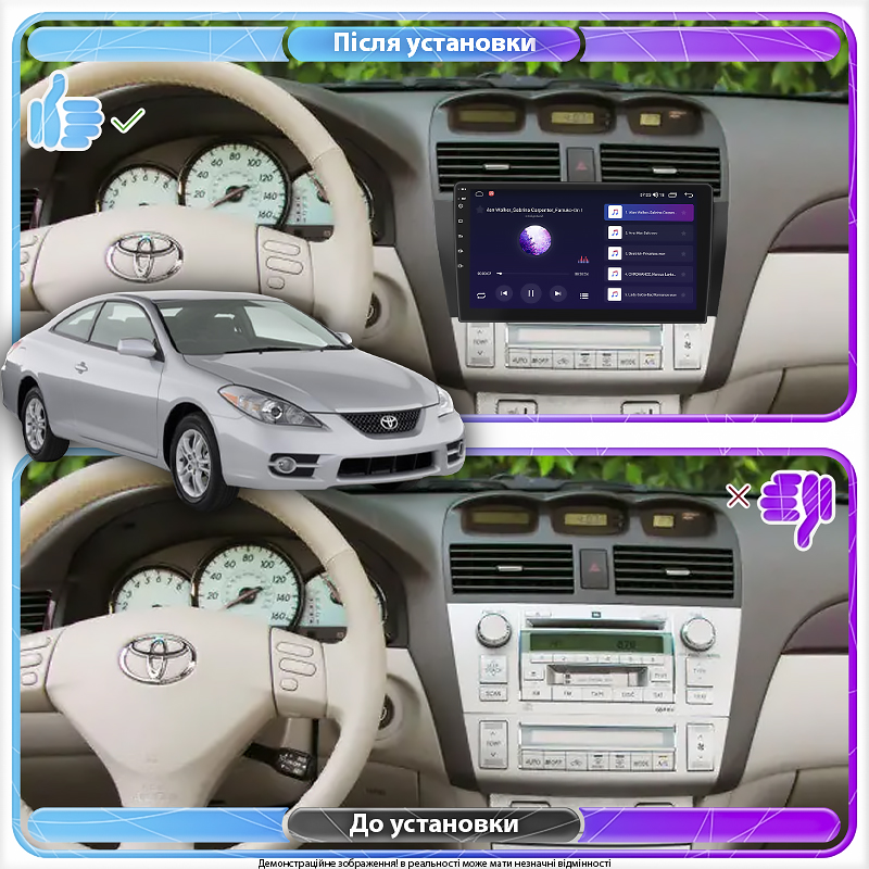 Штатная магнитола Lesko для Toyota Camry Solara II 2003-2009 экран 9" 4/32Gb 4G Wi-Fi GPS Top