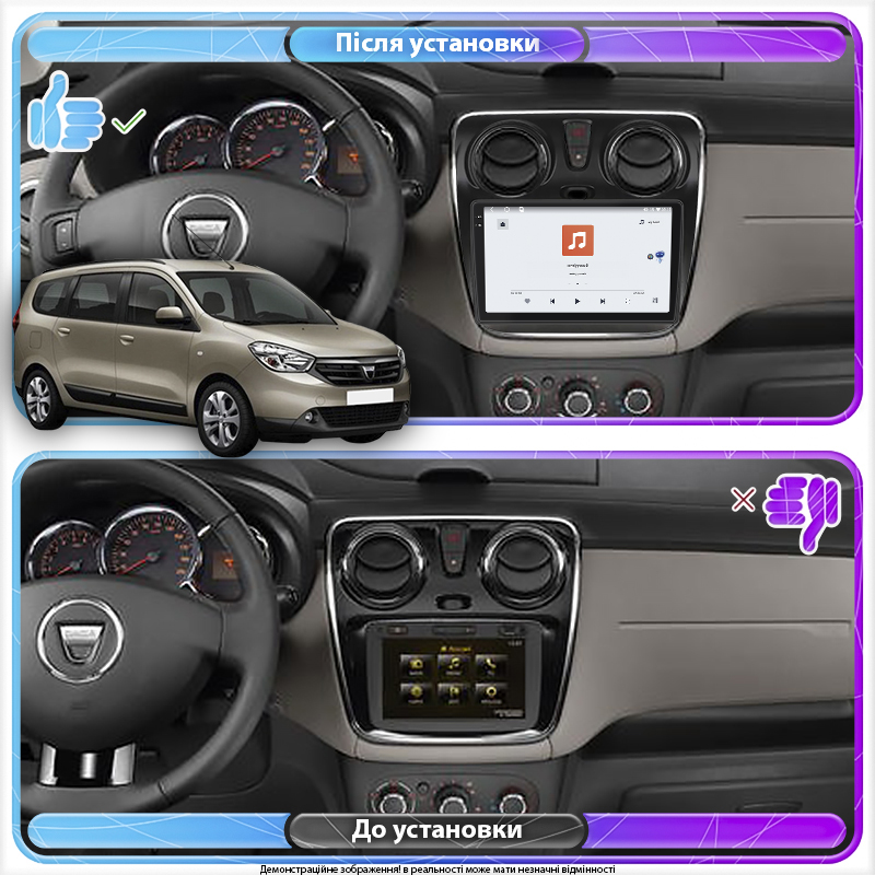 Штатная магнитола Lesko для Dacia Lodgy ver 2 2012-2017 экран 9" 4/64 QLED CarPlay 4G Wi-Fi GPS 360 Prime