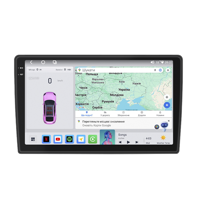 Штатная магнитола Lesko для Kia Cerato I ver 2 2004-2008 экран 9" 4/64 QLED CarPlay 4G Wi-Fi GPS 360 Prime