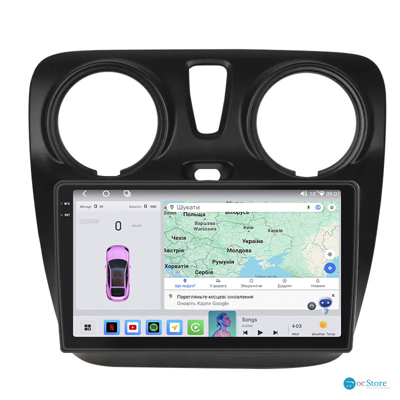 Штатная магнитола Lesko для Renault Lodgy  2012-2022 экран 9" 4/64 QLED CarPlay 4G Wi-Fi GPS 360 Prime