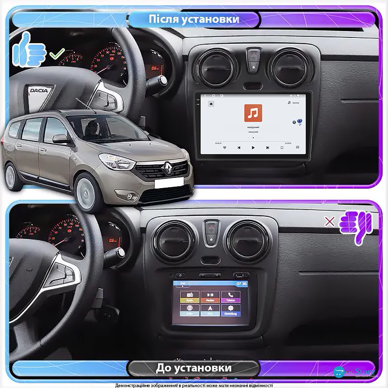Штатная магнитола Lesko для Renault Lodgy  2012-2022 экран 9" 4/64 QLED CarPlay 4G Wi-Fi GPS 360 Prime