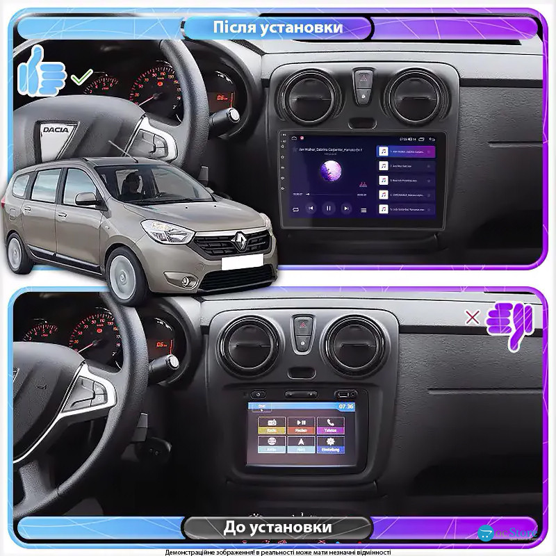 Штатная магнитола Lesko для Renault Lodgy  2012-2022 экран 9" 4/32Gb 4G Wi-Fi GPS Top