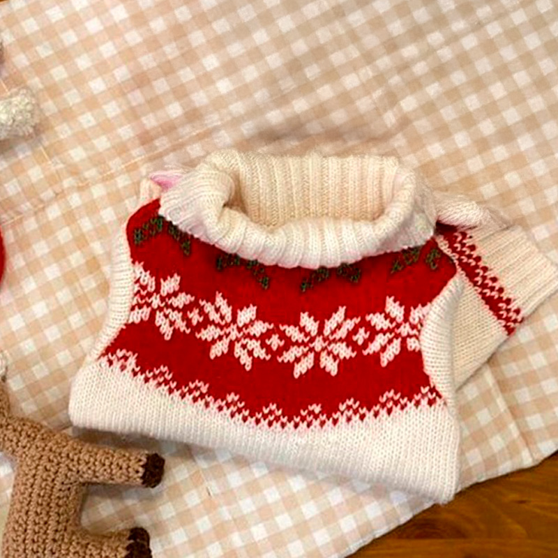 Рождественский свитер для собак и кошек 2111CGLK9070 вязаный теплый  White M