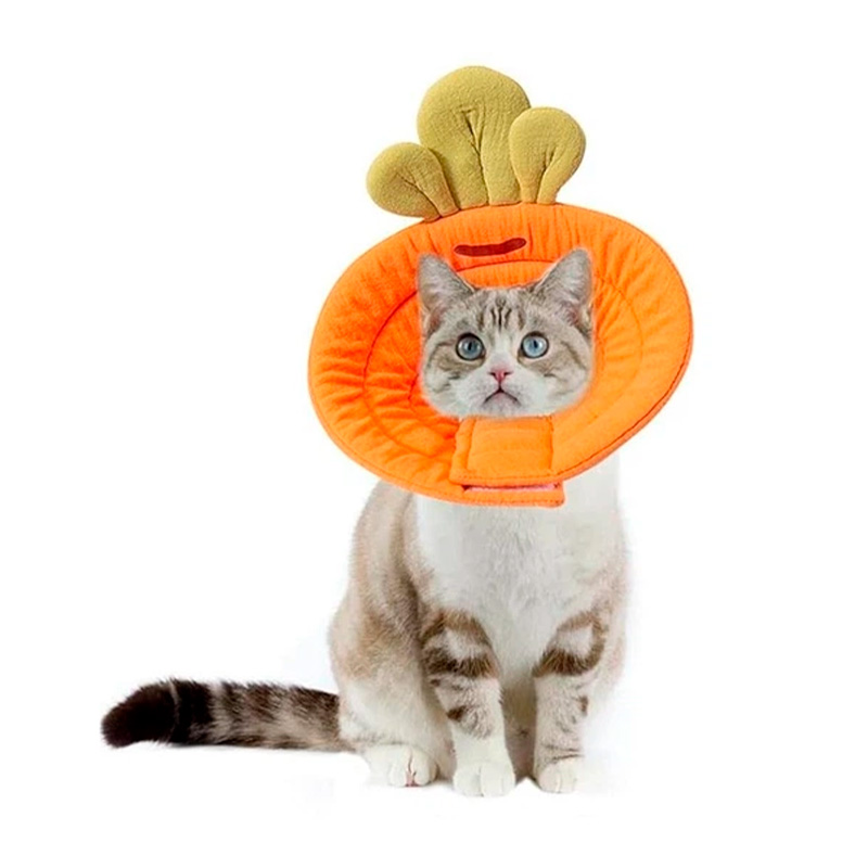 Мягкий воротник-подушка для кошек 2205SXSL0399 послеоперационный защитный от вылизывания L Carrot