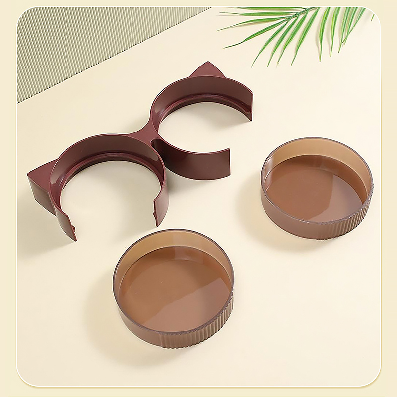 Миска Taotaopets 198807 для котов двойная с ушками Burgundy