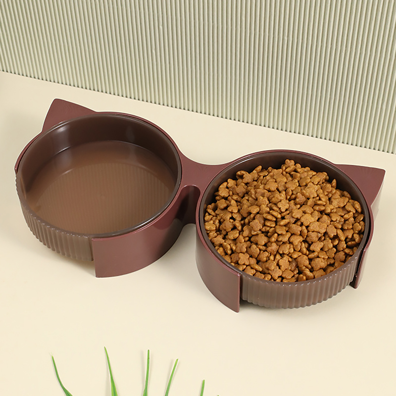 Миска Taotaopets 198807 для котов двойная с ушками Burgundy