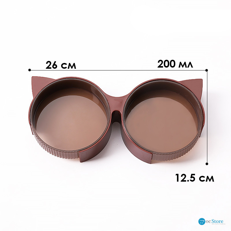 Миска Taotaopets 198807 для котов двойная с ушками Burgundy