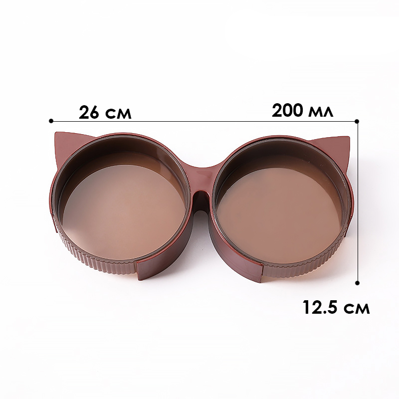 Миска Taotaopets 198807 для котов двойная с ушками Burgundy