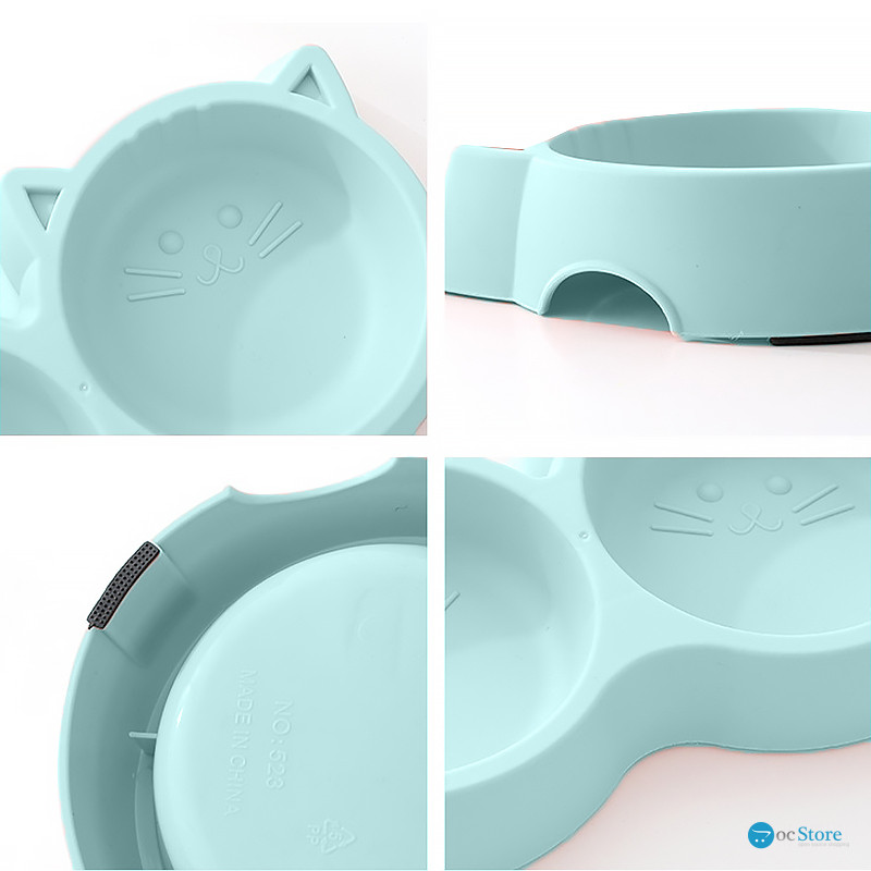 Миска для кошек Taotaopets Cat 123307 двойная пластиковая Blue