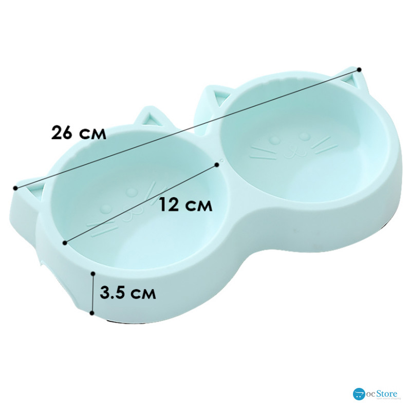 Миска для кошек Taotaopets Cat 123307 двойная пластиковая Blue