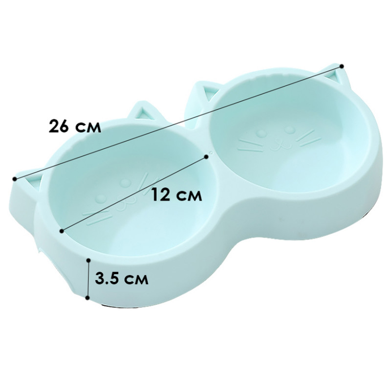Миска для кошек Taotaopets Cat 123307 двойная пластиковая Blue