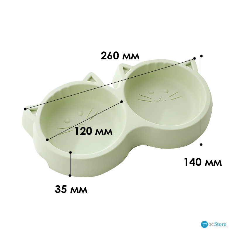 Миска для кошек Taotaopets Cat 123307 двойная пластиковая Green