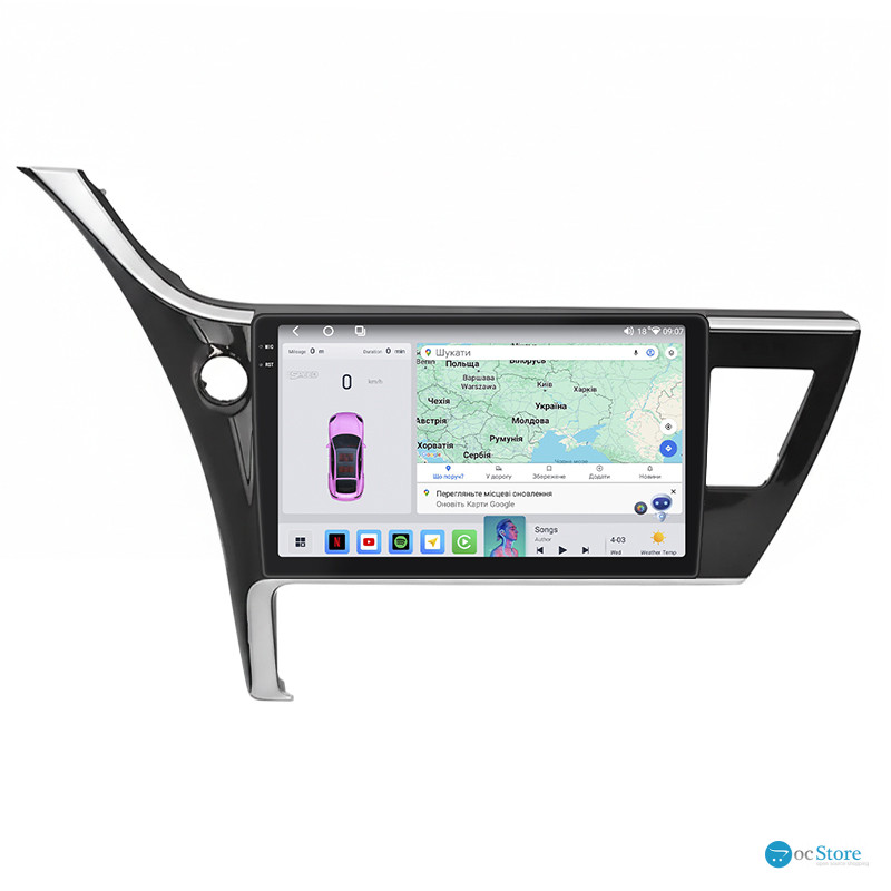 Штатная магнитола Lesko для Toyota Auris II Рестайлинг 2015-2018 экран 10" 4/64 QLED CarPlay 4G Wi-Fi GPS 360 Prime