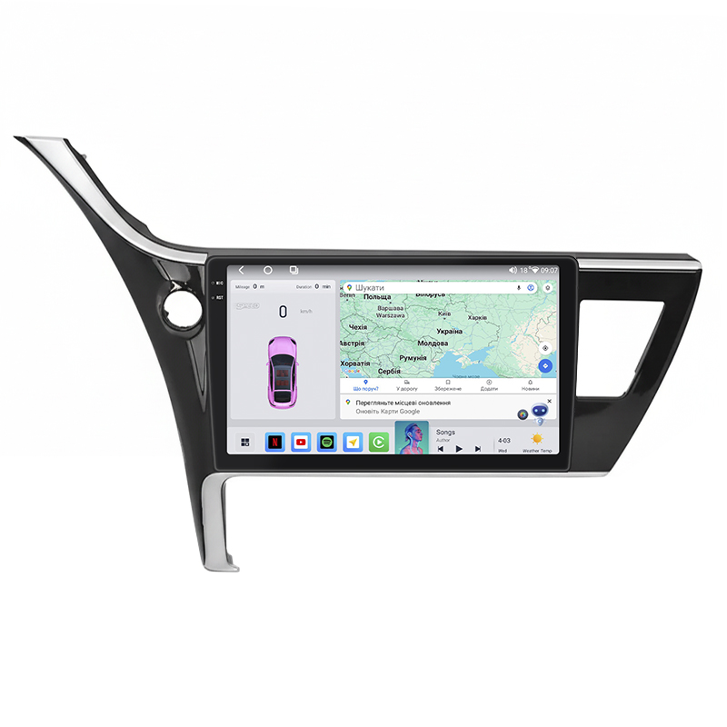 Штатная магнитола Lesko для Toyota Auris II Рестайлинг 2015-2018 экран 10" 4/64 QLED CarPlay 4G Wi-Fi GPS 360 Prime