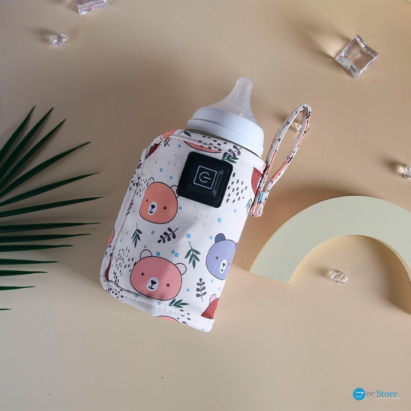Портативный подогреватель N-009 Bear для детской бутылочки USB цифровой дисплей Beige