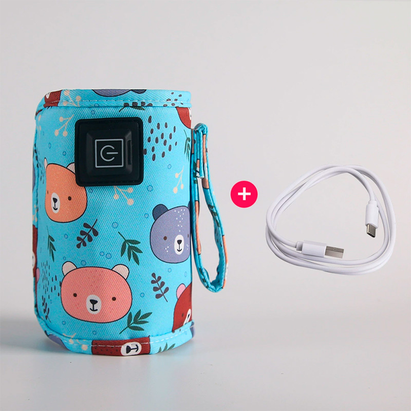 Портативный подогреватель N-009 Bear для детской бутылочки USB цифровой дисплей Blue