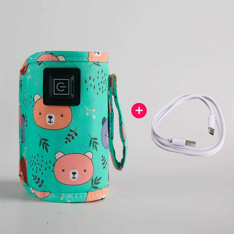Портативный подогреватель N-009 Bear для детской бутылочки USB цифровой дисплей Green