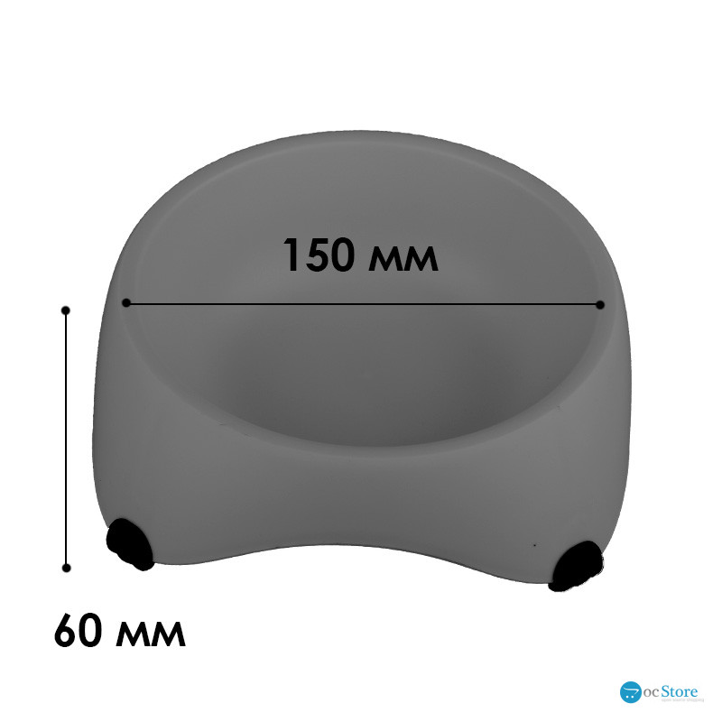 Миска для собак котов М120 пластиковая одинарная 300 мл Gray