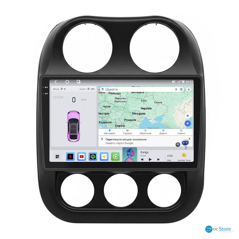Штатная магнитола Lesko для Jeep Patriot  2007-2016 экран 10" 4/64 QLED CarPlay 4G Wi-Fi GPS 360 Prime