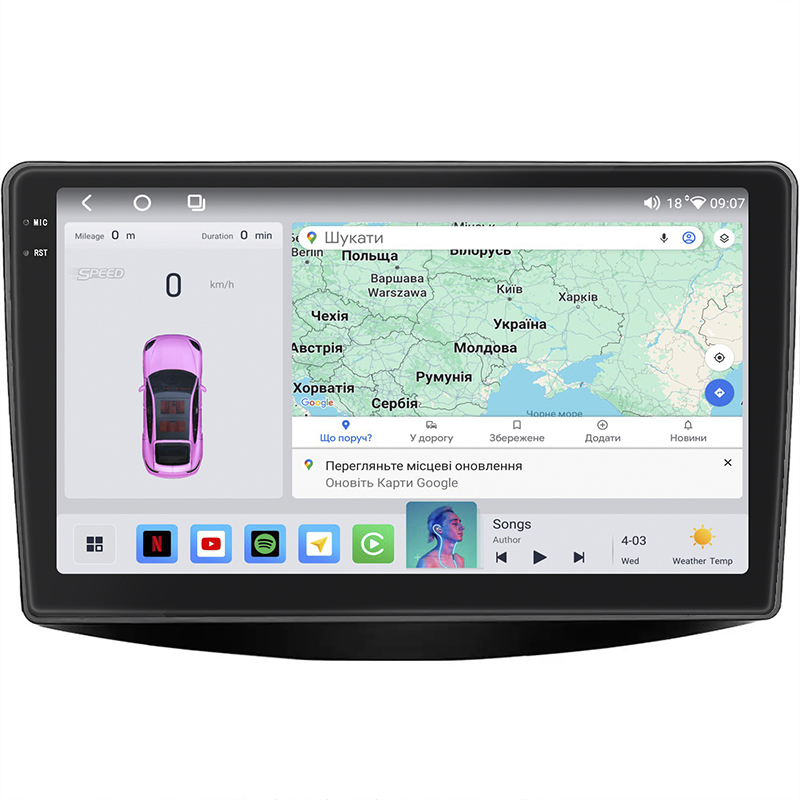 Штатная магнитола Lesko для Mitsubishi Grandis Manual A/C 2003-2011 экран 9" 4/64 QLED CarPlay 4G Wi-Fi GPS 360 Prime