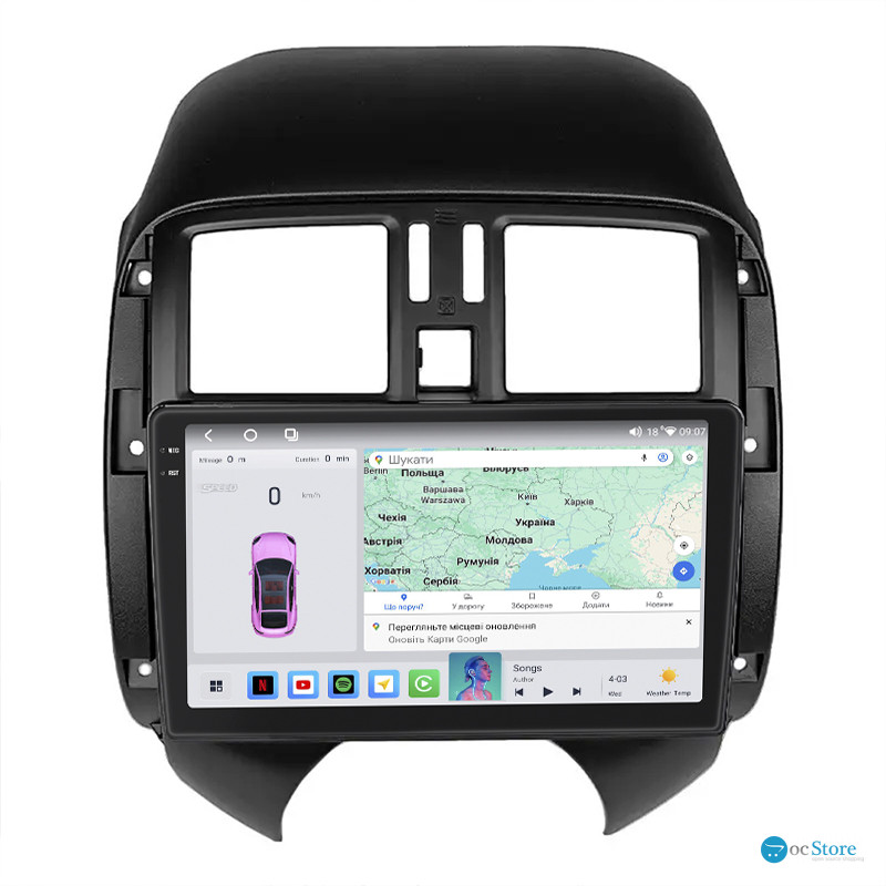 Штатная магнитола Lesko для Nissan Almera III (G15) 2012-2018 экран 9" 4/64 QLED CarPlay 4G Wi-Fi GPS 360 Prime