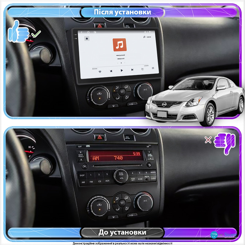 Штатная магнитола Lesko для Nissan Altima IV (L32) Manual AC 2006-2009 экран 9" 4/64 QLED CarPlay 4G Wi-Fi GPS 360 Prime