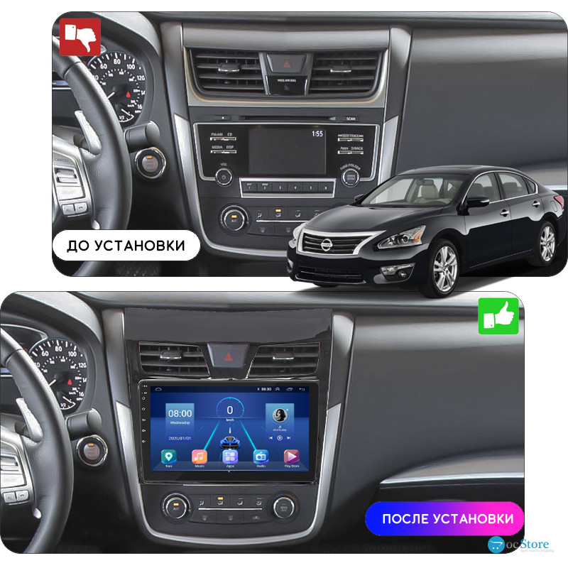 Штатная магнитола Lesko для Nissan Altima V (L33) 2012-2015 экран 10" 4/32Gb 4G Wi-Fi GPS Top