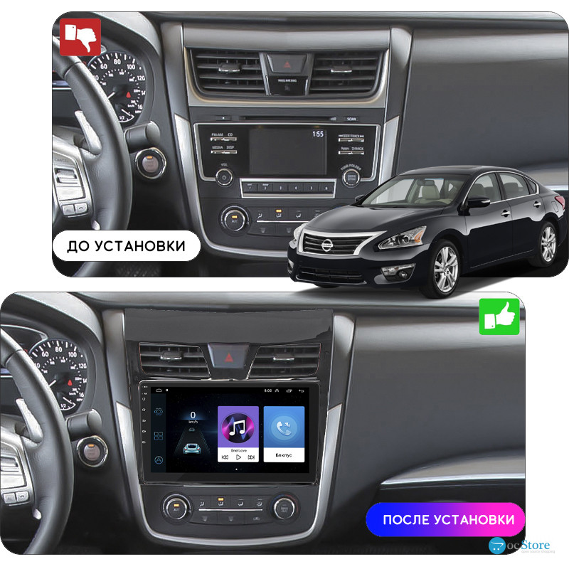Штатная магнитола Lesko для Nissan Altima V (L33) Рестайлинг 2015-2018 экран 10" 1/16Gb Wi-Fi GPS Base