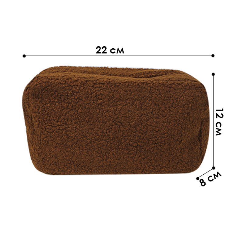 Женская косметичка B0220 несесер органайзер дорожний бьюти кейс плюшевая Brown