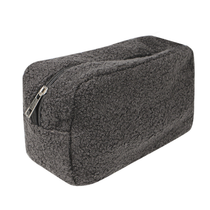 Женская косметичка B0220 несесер органайзер дорожний бьюти кейс плюшевая Gray