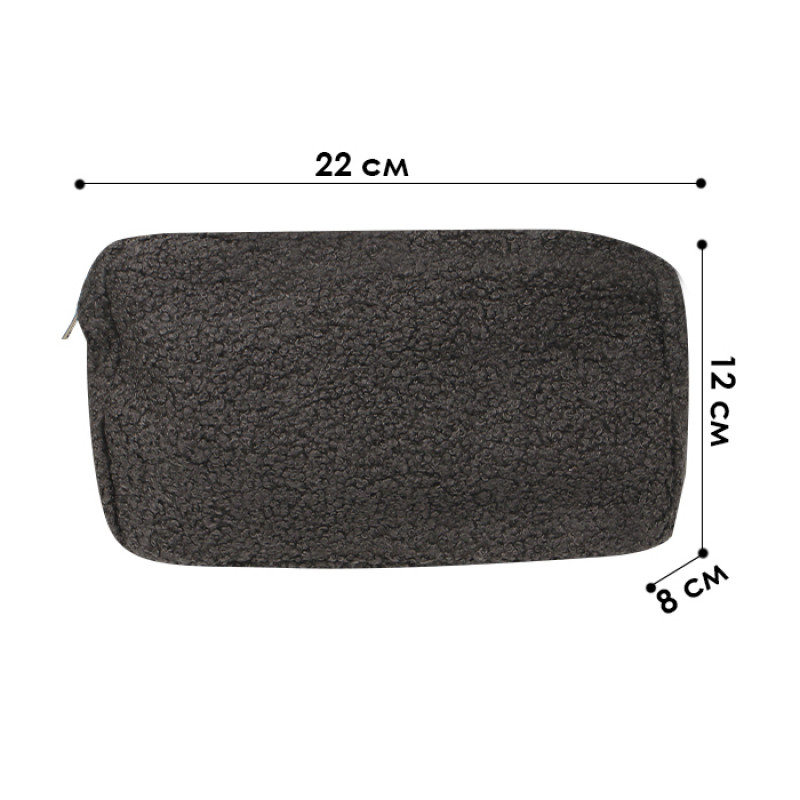 Женская косметичка B0220 несесер органайзер дорожний бьюти кейс плюшевая Gray