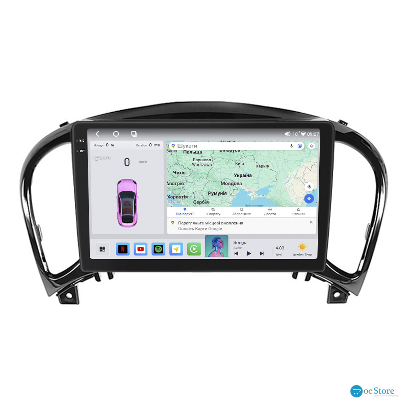 Штатная магнитола Lesko для Nissan Juke I 2010-2014 экран 9" 4/64 QLED CarPlay 4G Wi-Fi GPS 360 Prime