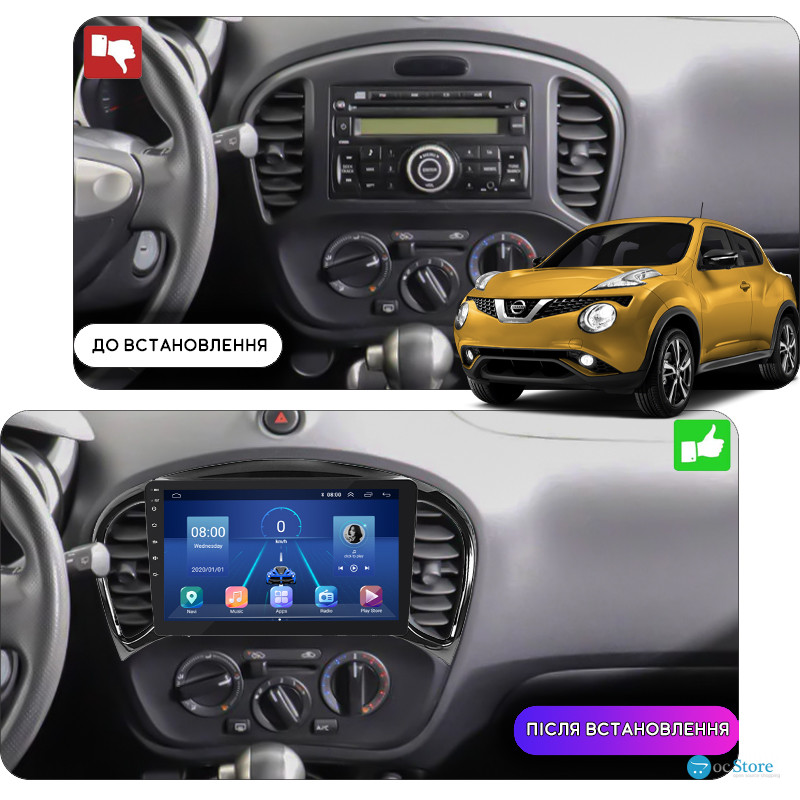 Штатная магнитола Lesko для Nissan Juke I 2010-2014 экран 9" 6/128Gb 4G Wi-Fi GPS Top