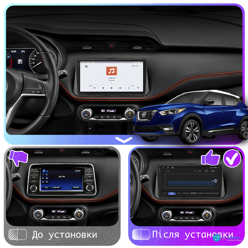 Штатная магнитола Lesko для Nissan Kicks I Рестайлинг 2020-н.в. экран 9" 4/64 QLED CarPlay 4G Wi-Fi GPS 360 Prime