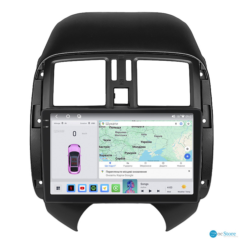 Штатная магнитола Lesko для Nissan Latio I (N17) 2012-2014 экран 9" 4/64 QLED CarPlay 4G Wi-Fi GPS 360 Prime