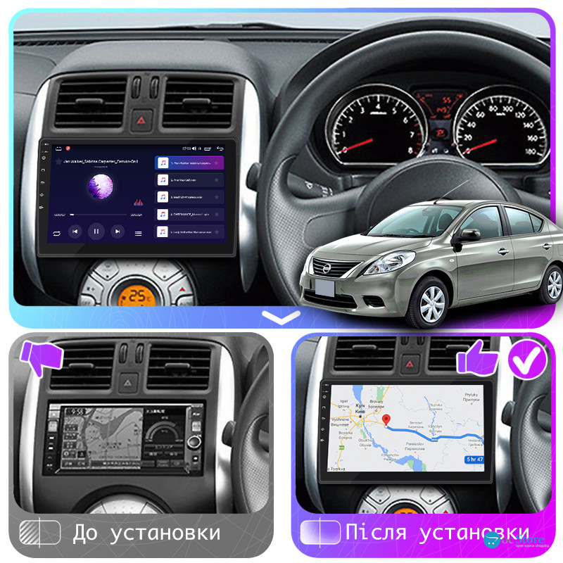 Штатная магнитола Lesko для Nissan Latio I (N17) 2012-2014 экран 9" 4/64Gb 4G Wi-Fi GPS Top