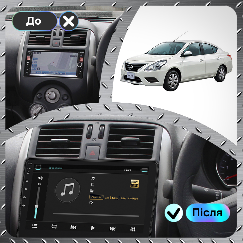 Штатная магнитола Lesko для Nissan Latio I (N17) Рестайлинг 2014-2016 экран 9" 2/32Gb Wi-Fi GPS Base