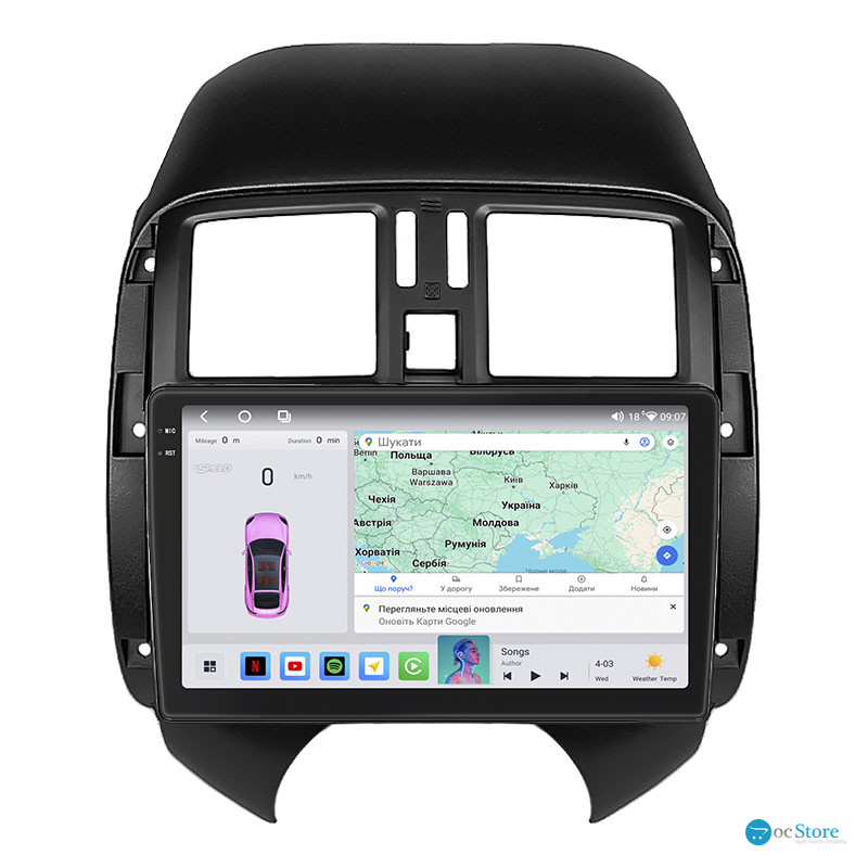 Штатная магнитола Lesko для Nissan Latio I (N17) Рестайлинг 2014-2016 экран 9" 4/64 QLED CarPlay 4G Wi-Fi GPS 360 Prime
