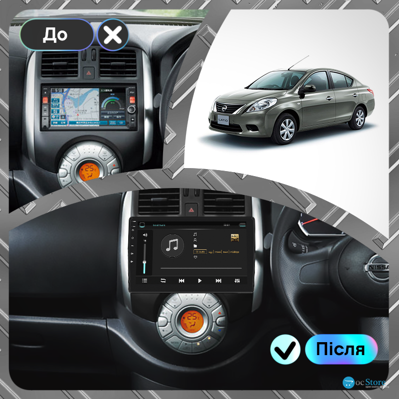 Штатная магнитола Lesko для Nissan Latio I (N17) Рестайлинг 2014-2016 экран 9" 6/128Gb 4G Wi-Fi GPS Top