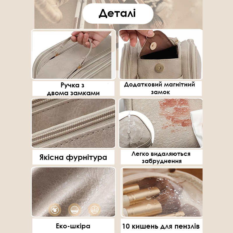 Женская косметичка BK-HZB-07 несесер органайзер дорожная бьюти кейс с карманами по бокам Gray